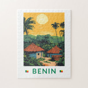 Benin Sunset Illustration Travel Art Vintag