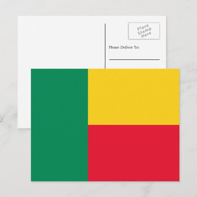 Beninesische Flagge, Flagge Benins Postkarte (Vorne/Hinten)