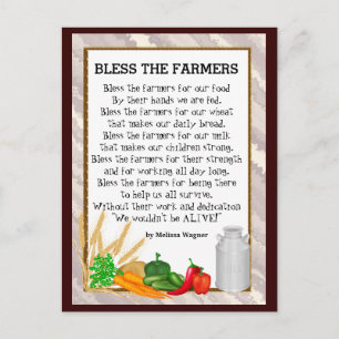 Bénissez la carte postale de poème des agriculteur