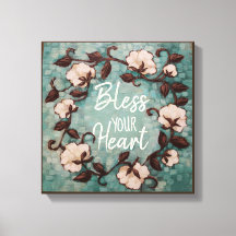 "Bénissez votre coeur" Toile étirée en fer de coto