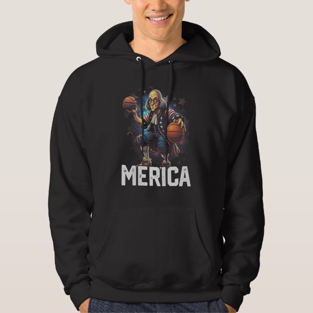 Benjamin Ben Franklin, USA 4th of July Funny, Bask Hoodie (Vorderseite)