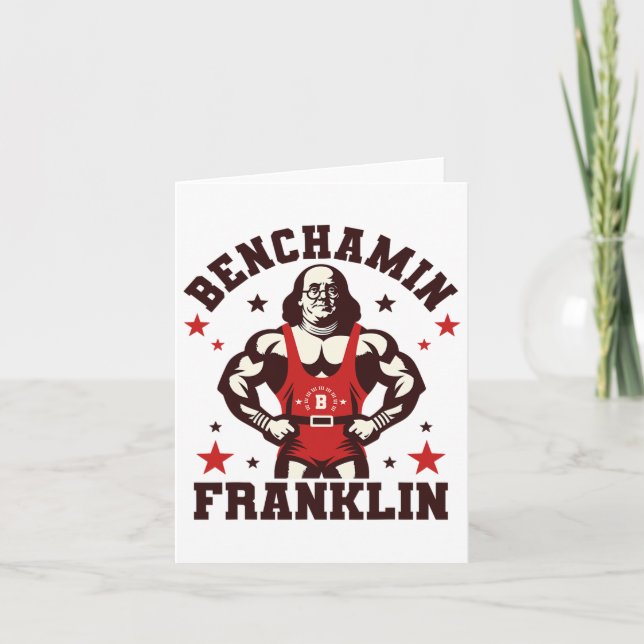 Benjamin Benchamin Franklin Bench Press Bodybuildi Karte (Vorderseite)