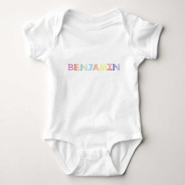 Benjamin-Buchstabe-Name Baby Strampler (Vorderseite)