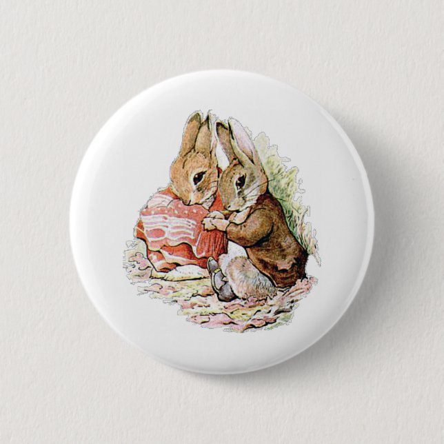 Benjamin Bunny stolperte über Peter Rabbit Button (Vorderseite)