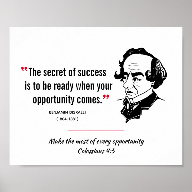 BENJAMIN DISRAELI Inspiration Zitat Christlich Poster (Vorne)