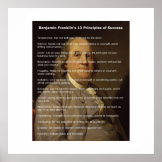 Benjamin Franklin 13 Erfolgsgrundsätze Poster