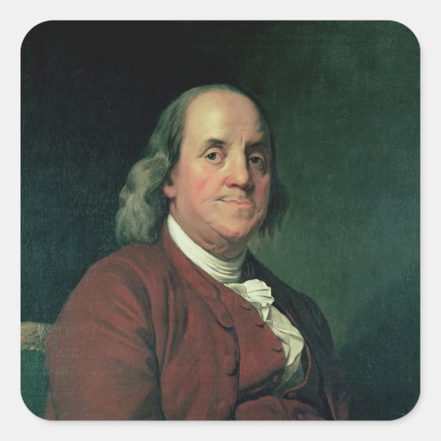 Benjamin Franklin, 1782 Quadratischer Aufkleber (Vorderseite)