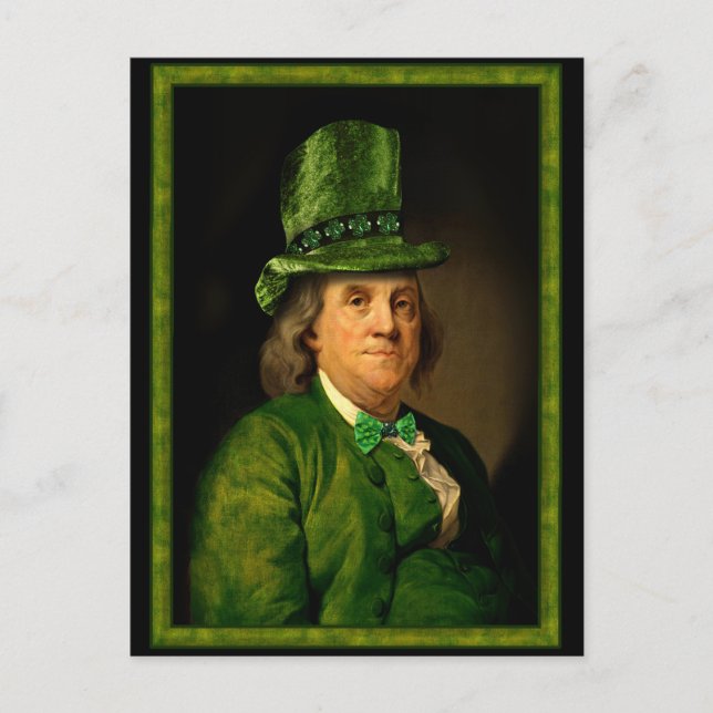 Benjamin Franklin Clover St Patrick's Day Postkarte (Vorderseite)