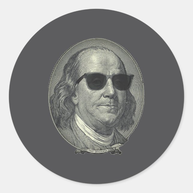 Benjamin Franklin Der Benjamin Es dreht sich alles Runder Aufkleber (Vorderseite)