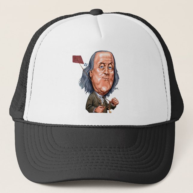 Benjamin Franklin, der Drachen mit Schlüssel auf Truckerkappe (Vorderseite)