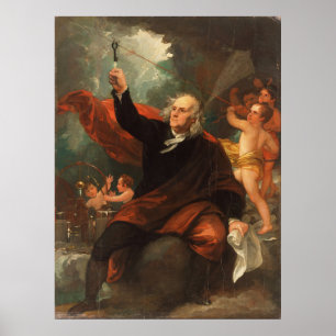 Benjamin Franklin, der Strom vom Himmel zeichnet Poster