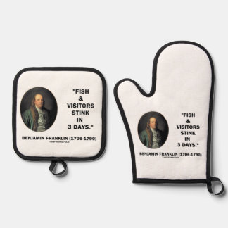 Benjamin Franklin: Fische und Besucher stinken nac Ofenhandschuh & Topflappen-Set