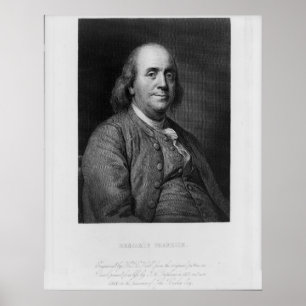 BENJAMIN FRANKLIN Gravur von H.B. Hall Poster