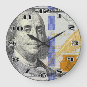 Benjamin Franklin hundert Dollar Geldentwurf Große Wanduhr