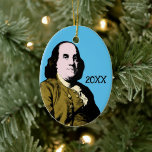 Benjamin Franklin im Pop-Art-Stil Keramik Ornament