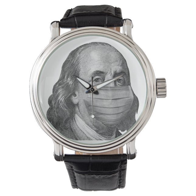 Benjamin Franklin in Maske Armbanduhr (Vorderseite)
