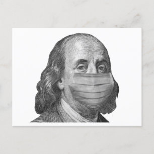 Benjamin Franklin in Maske Postkarte