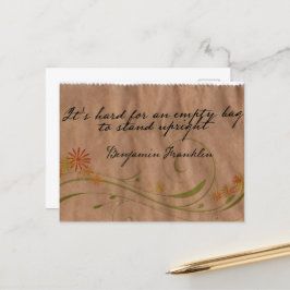 Benjamin Franklin Inspirational Zitat "Leere Tasch Postkarte