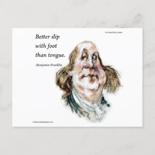 Benjamin Franklin Karikatur & Zitat Postkarte