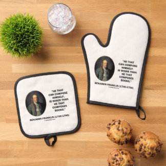 Benjamin Franklin komponiert sich selbst weisere B Ofenhandschuh & Topflappen-Set