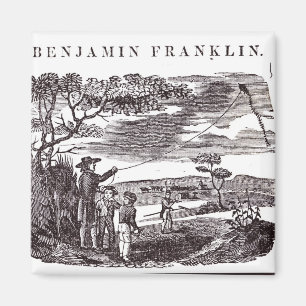 Benjamin Franklin leitet sein Drachen-Experiment Magnet