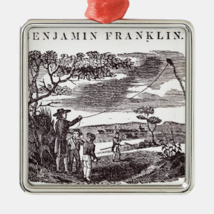 Benjamin Franklin leitet sein Drachen-Experiment Ornament Aus Metall