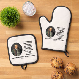 Benjamin Franklin liebt es Geld zu lesen Zitat Ofenhandschuh & Topflappen-Set