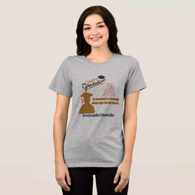 Benjamin Franklin Motto athletik grau Tri-Blend Shirt (Vorderseite voll)