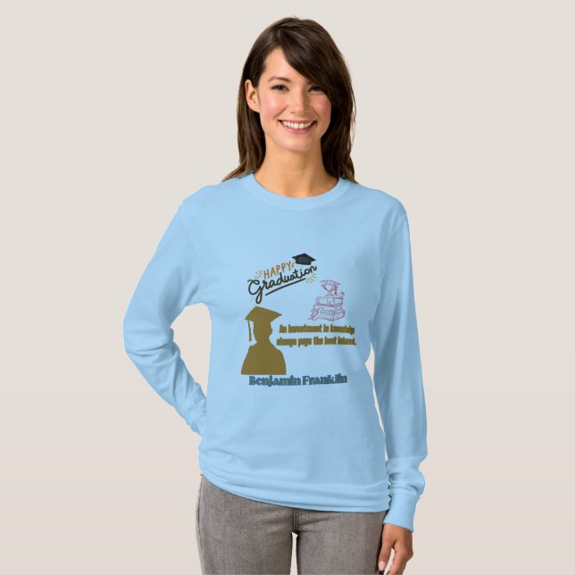 Benjamin Franklin Motto hellblau T-Shirt (Vorne ganz)
