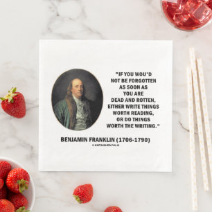 Benjamin Franklin Nicht Vergessen Lesen Schreiben Serviette