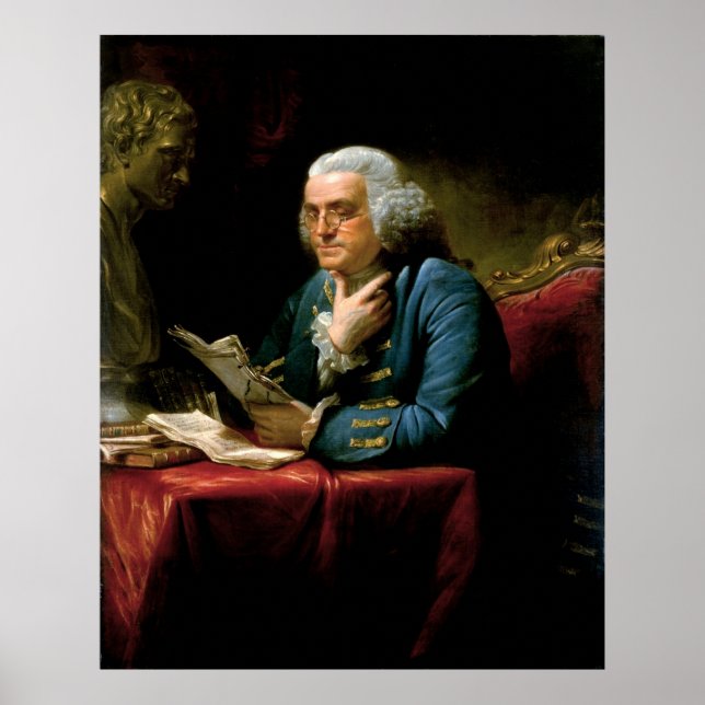 BENJAMIN FRANKLIN Portrait von David Martin Print Poster (Vorne)
