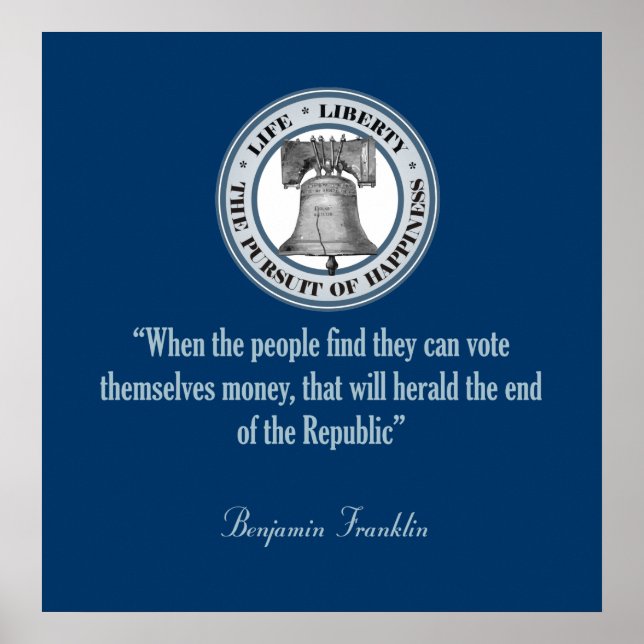 Benjamin Franklin Quote (Geld) Poster (Vorne)