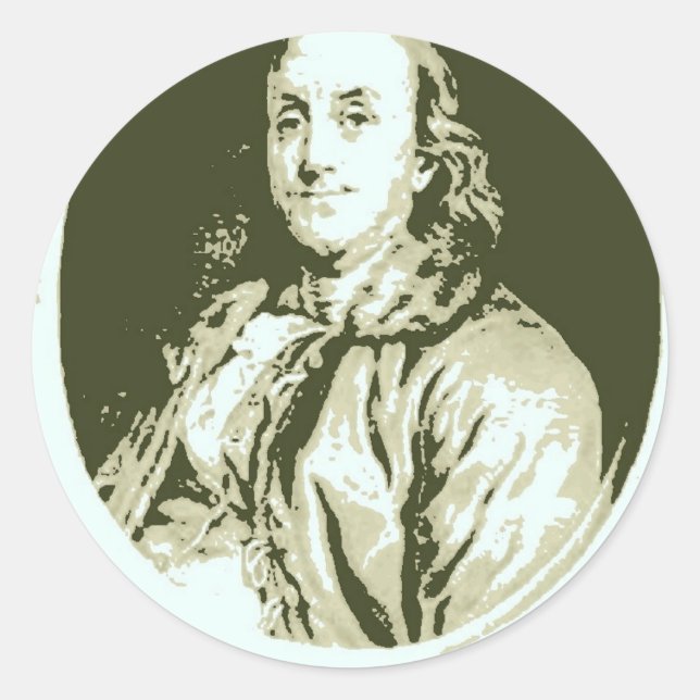 Benjamin Franklin Runder Aufkleber (Vorderseite)