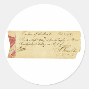 Benjamin Franklin unterzeichnete Karo am 2. Runder Aufkleber