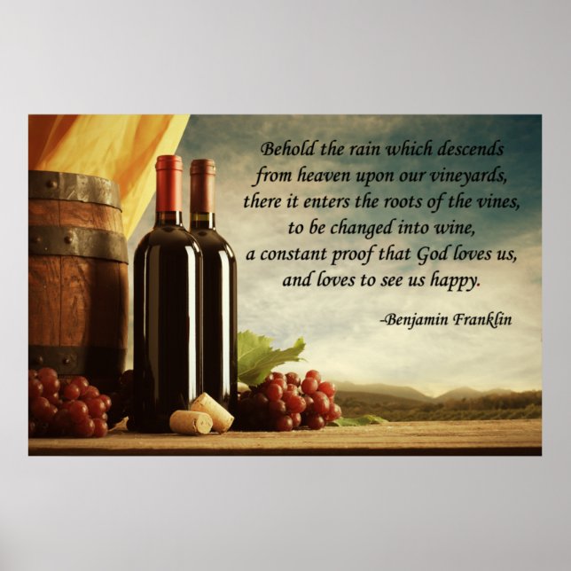 Benjamin Franklin Wine Quote Poster (Vorne)