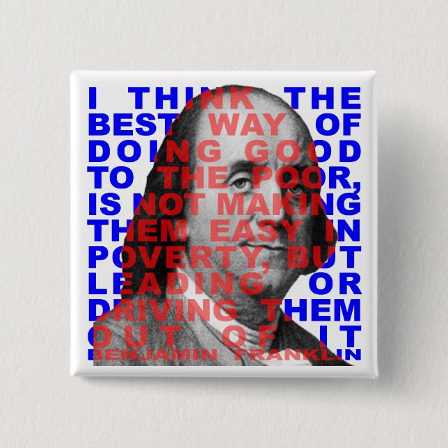 Benjamin Franklin-Zitat-Knopf Button (Vorderseite)