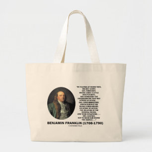 Benjamin Franklin Zitat zum Thema Schachvorsicht Jumbo Stoffbeutel