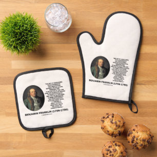 Benjamin Franklin Zitat zur Bewertung von Wahrsche Ofenhandschuh & Topflappen-Set