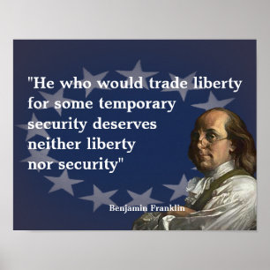 Benjamin Franklin Zitat zur Freiheit Poster