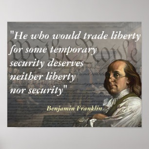 Benjamin Franklin Zitat zur Freiheit Poster