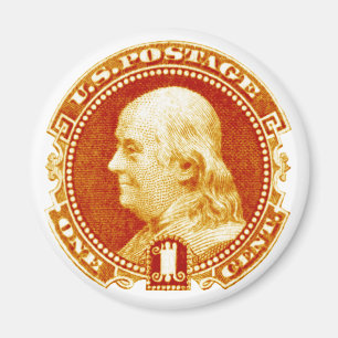 Benjamin- FranklinBriefmarke 1869 Magnet