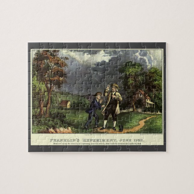 Benjamin Franklins Blitz mit dem Drachenexperiment (Horizontal)