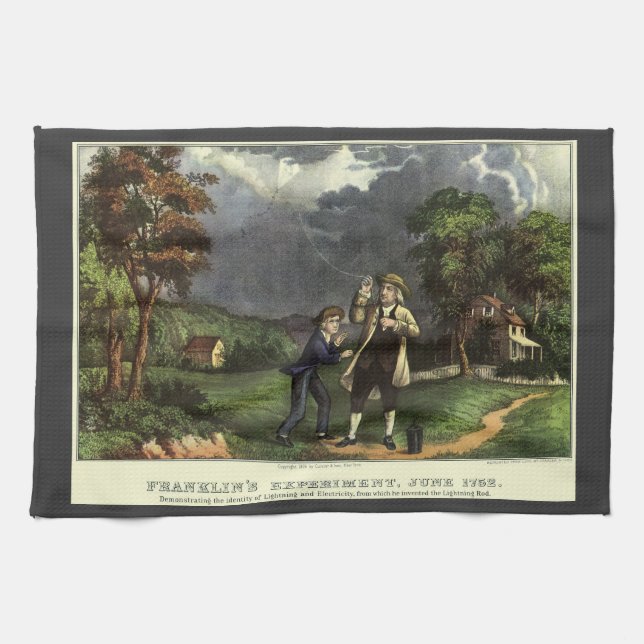 Benjamin Franklins Blitz mit dem Drachenexperiment Geschirrtuch (Horizontal)