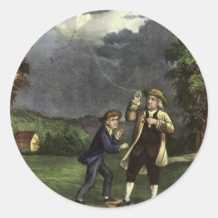 Benjamin Franklins Blitz- und Kiteverfahren Runder Aufkleber