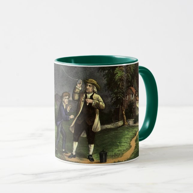 Benjamin Franklins Drache im Blitz-Experiment Tasse (VorderseiteRechts)