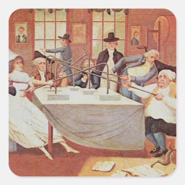 Benjamin Franklins Experimente mit Elektrizität Quadratischer Aufkleber (Vorderseite)