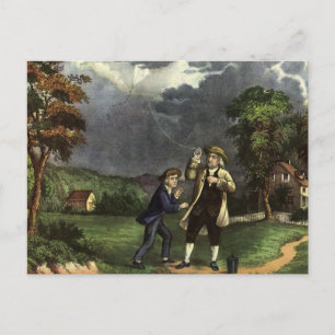 Benjamin Franklins Kite- und Blitzexperiment Postkarte