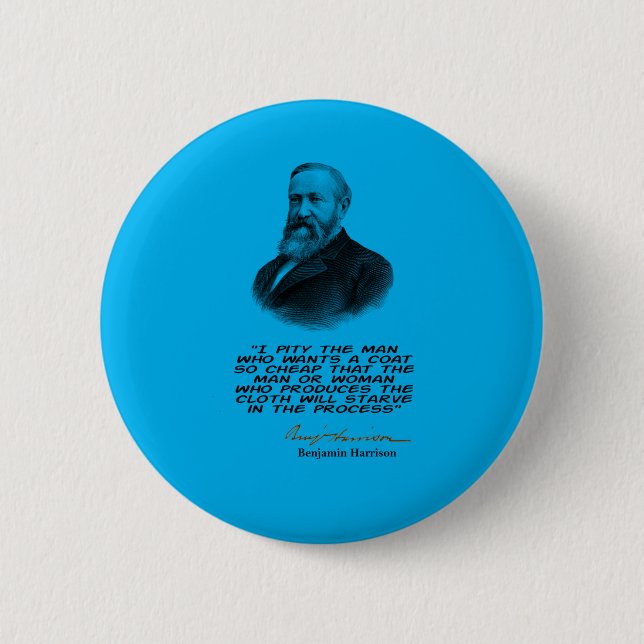 Benjamin Harrison (23. US-Präsident) zitieren Butt Button (Vorderseite)