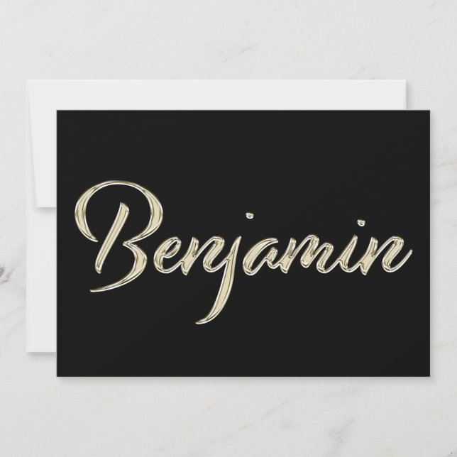 Benjamin Name white gold Handwriting Karte (Vorderseite)