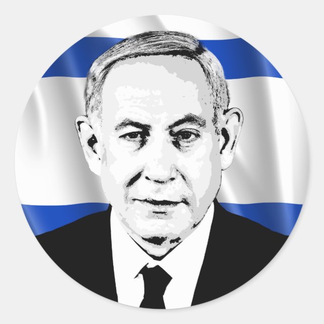 Benjamin Netanjahu, israelischer Premierminister Runder Aufkleber (Vorderseite)